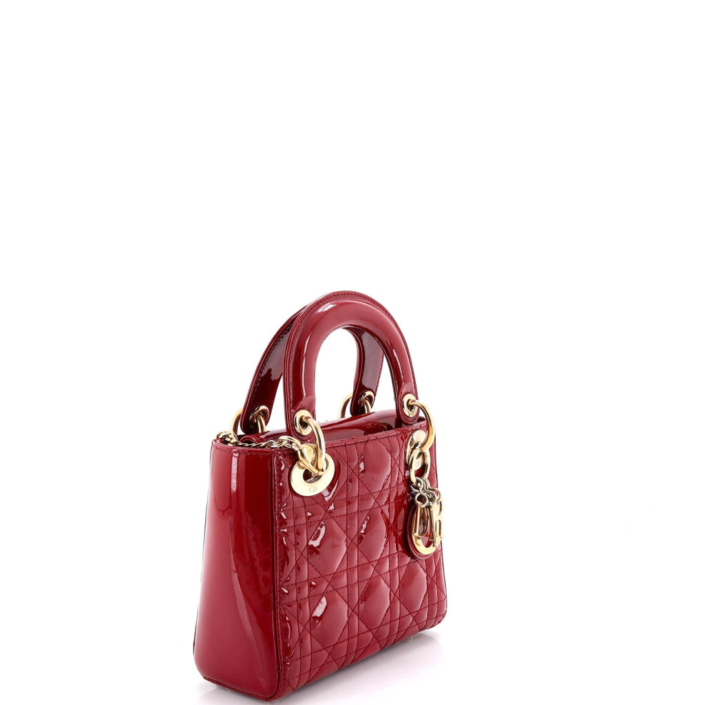 Lady Dior Chain Bag Cannage Quilt Patent Mini