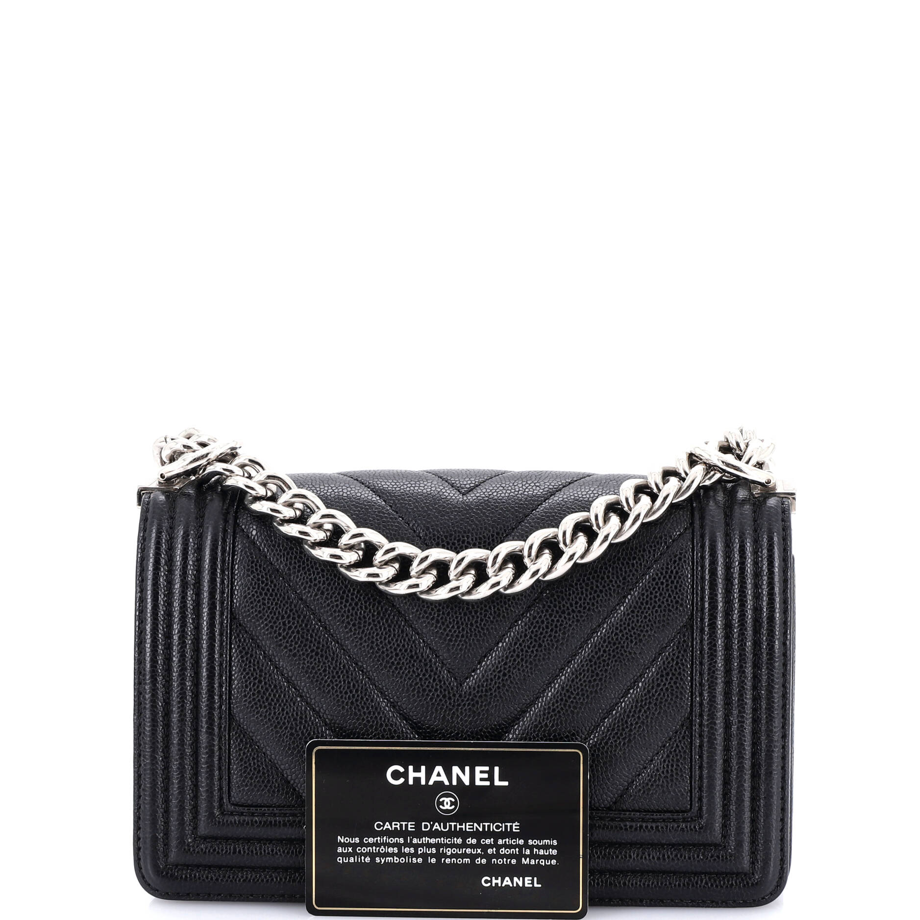 Boy Flap Bag Chevron Caviar Small