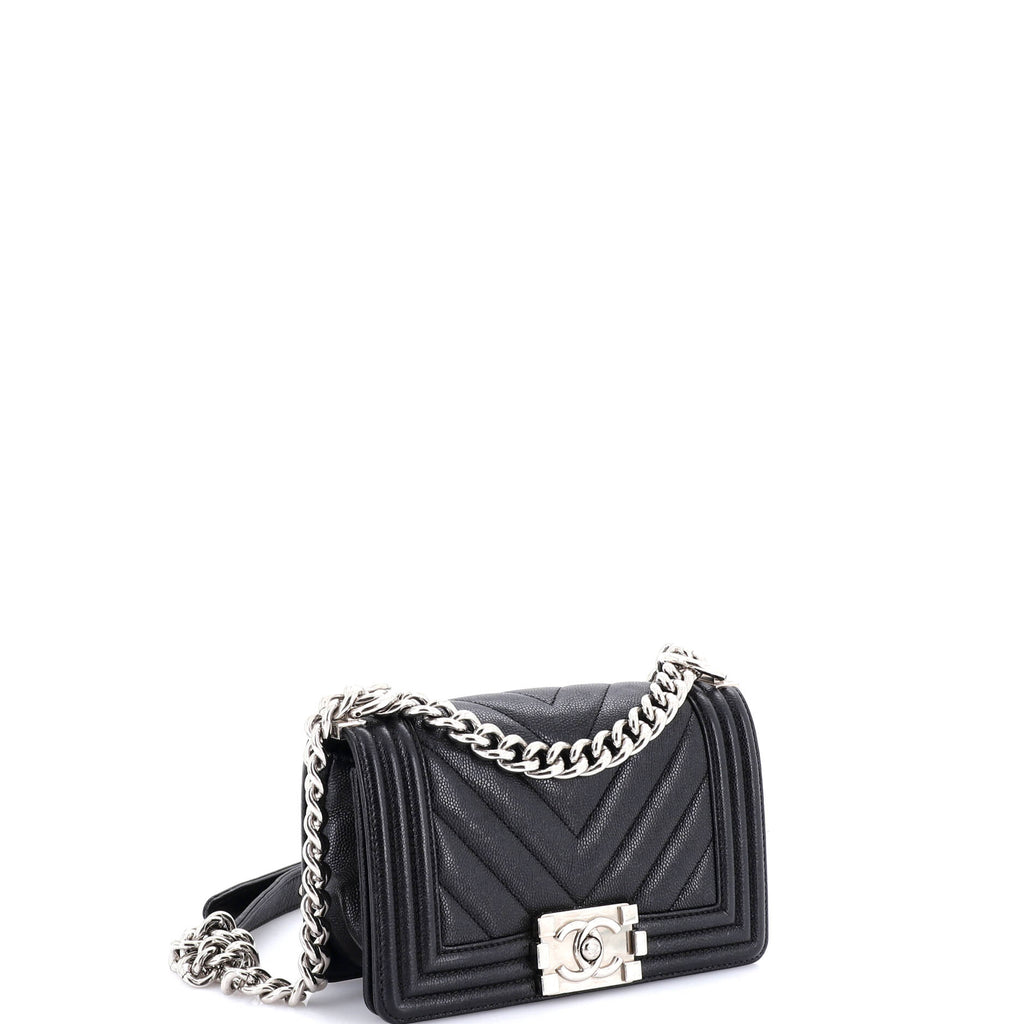 Boy Flap Bag Chevron Caviar Small