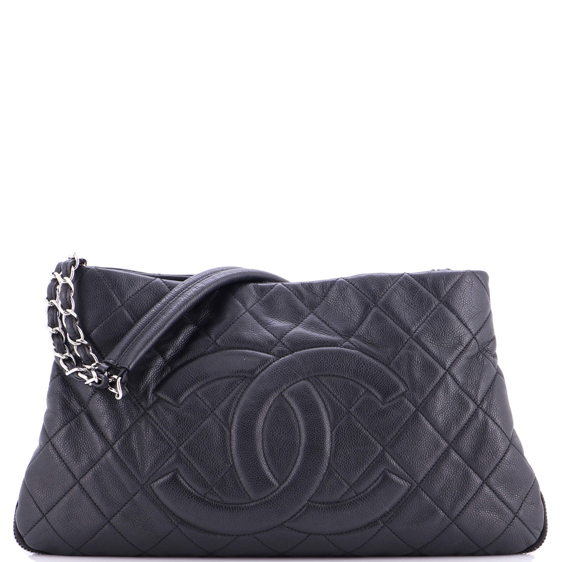 Timeless CC Expandable Tote Quilted Caviar Medium