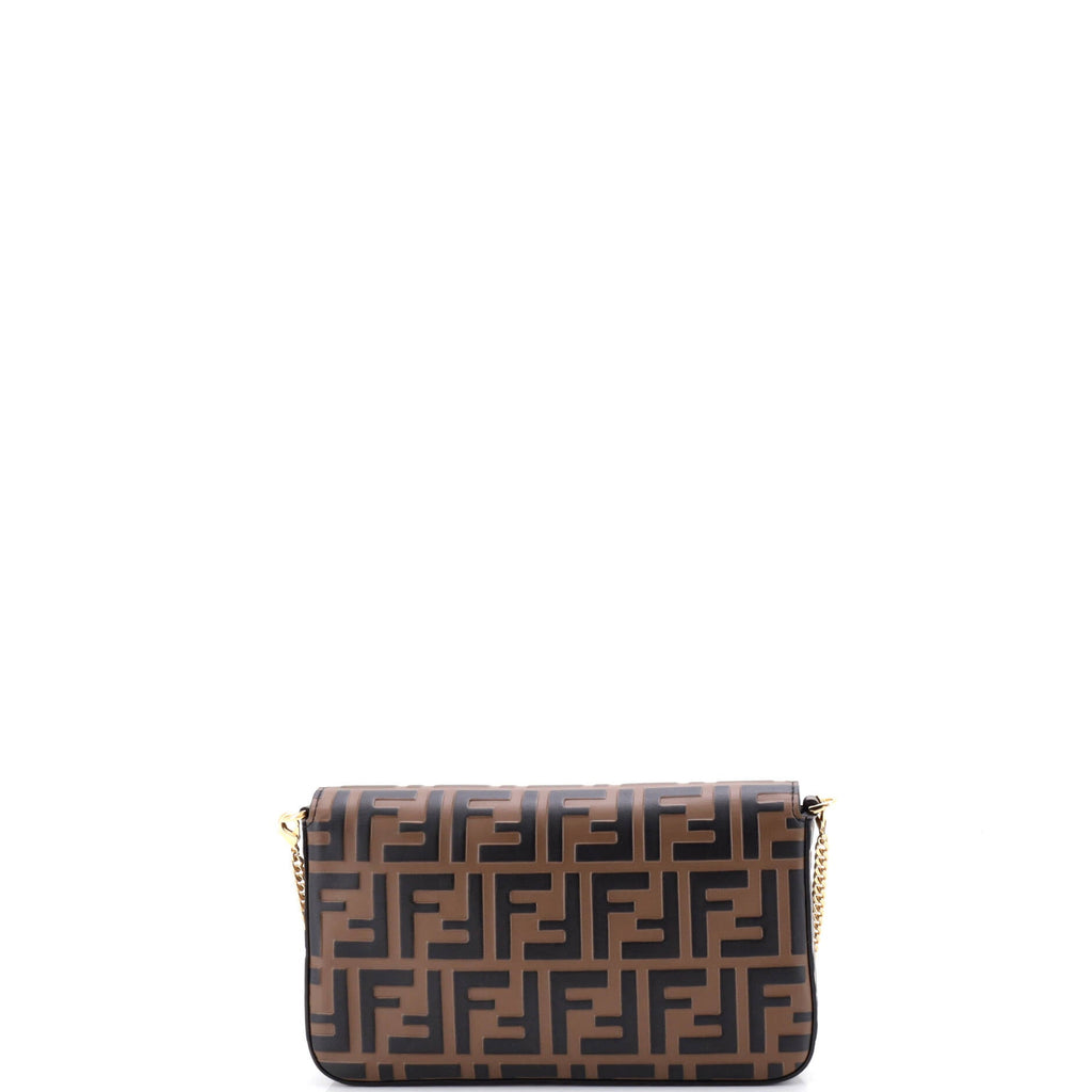 F is Fendi Envelope Clutch on Chain Zucca Embossed Leather