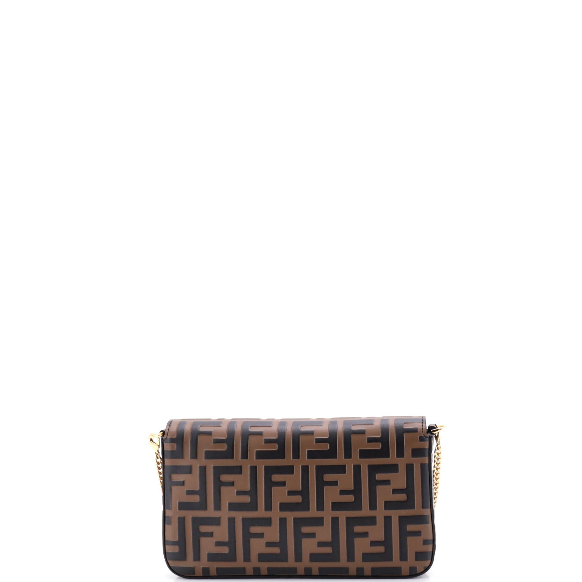 F is Fendi Envelope Clutch on Chain Zucca Embossed Leather