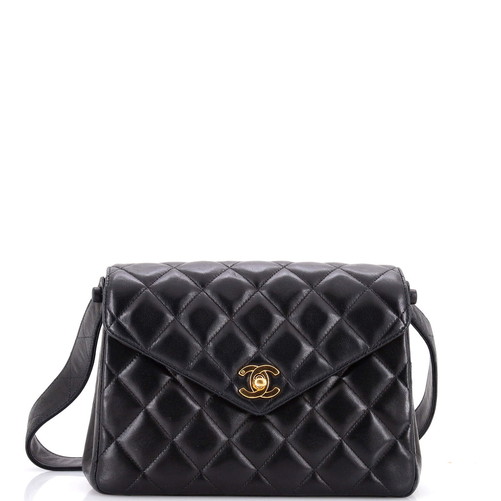 Vintage CC Flap Shoulder Bag Quilted Lambskin Small