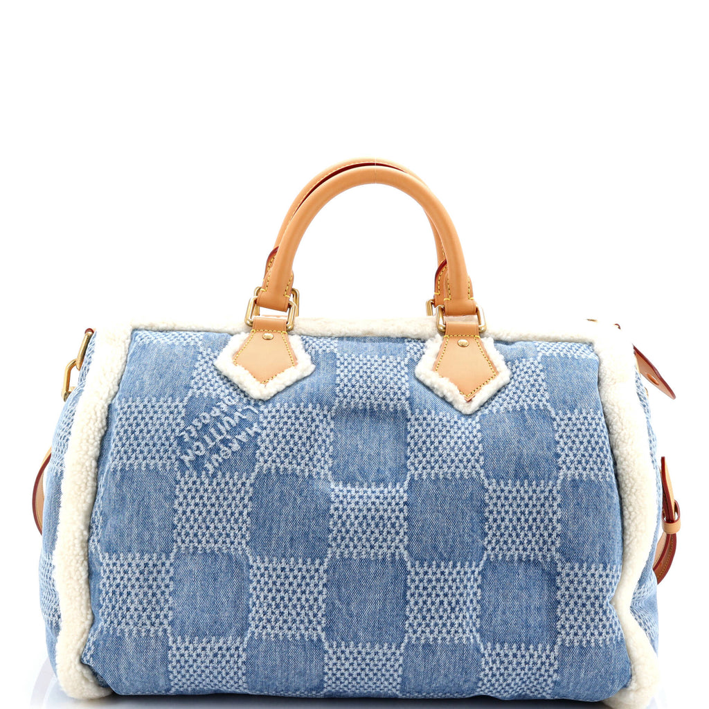 Speedy Bandouliere Bag 3D Damier Denim with Shearling 40