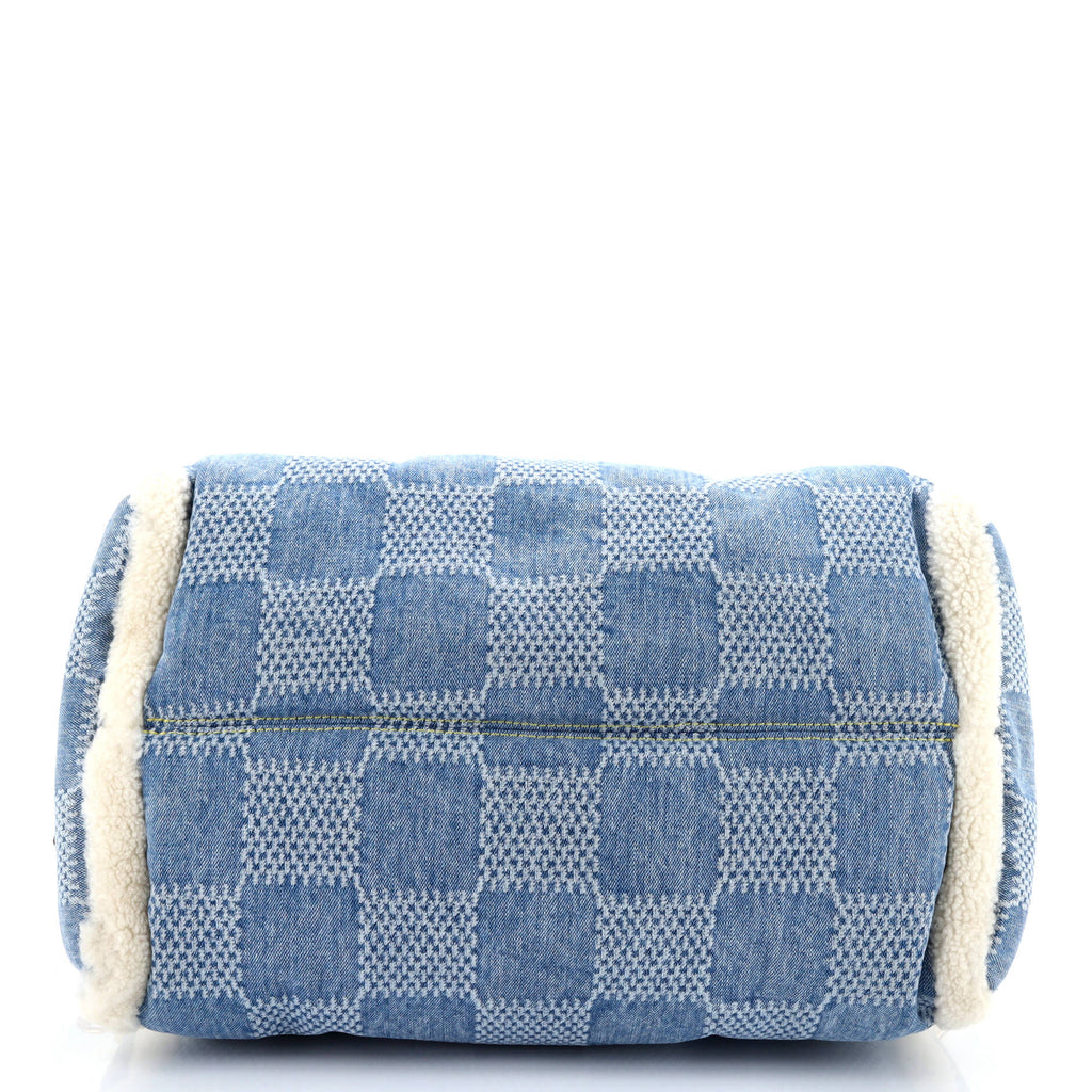 Speedy Bandouliere Bag 3D Damier Denim with Shearling 40