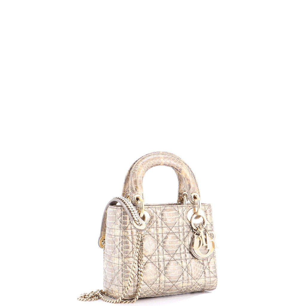 Lady Dior Chain Bag Cannage Quilt Python Mini