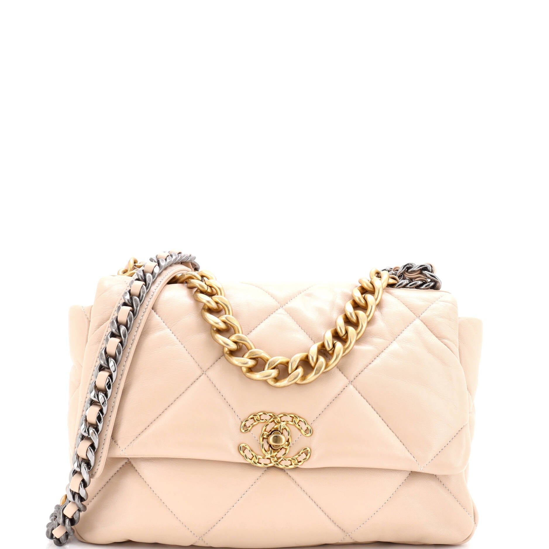 19 Flap Bag Quilted Leather Large