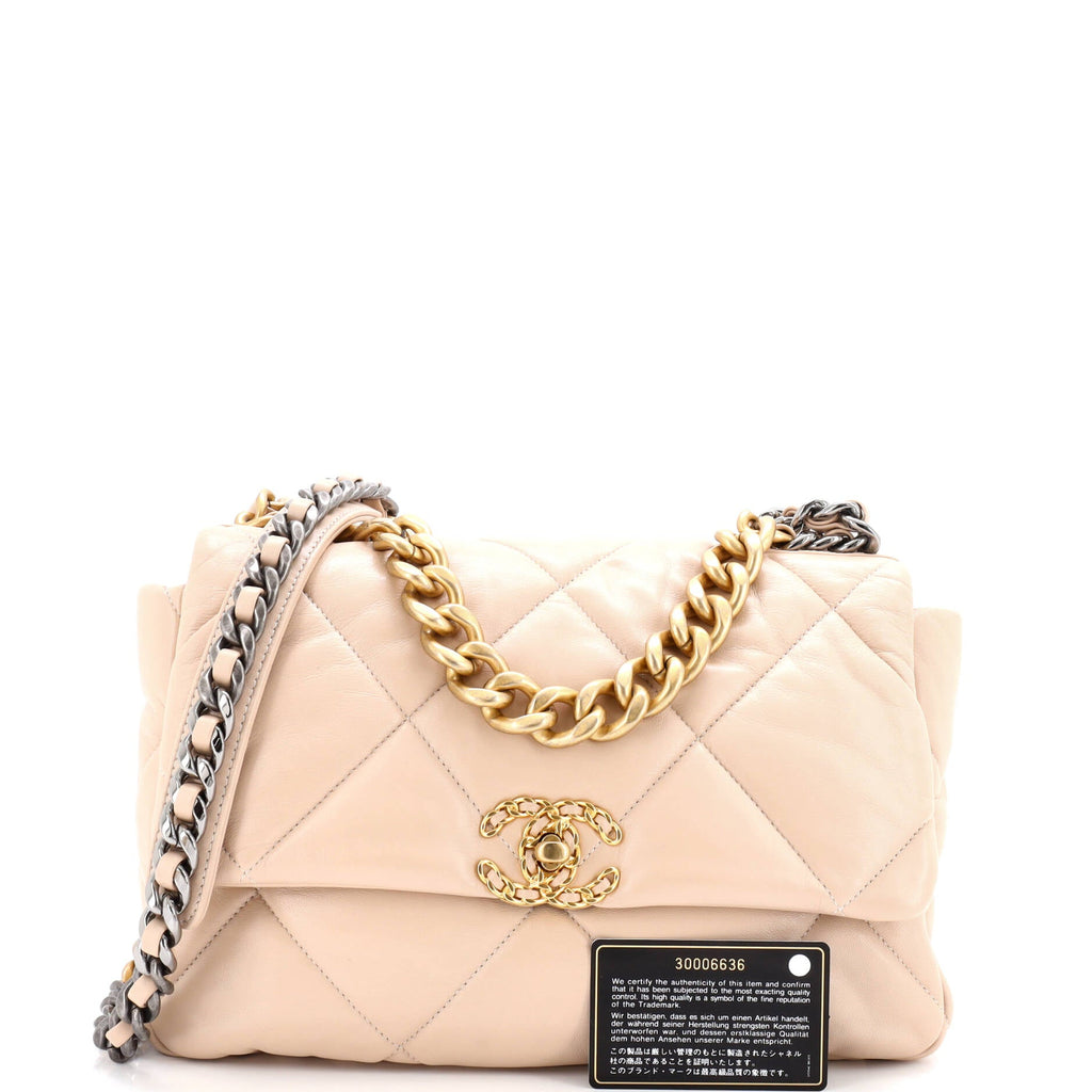19 Flap Bag Quilted Leather Large