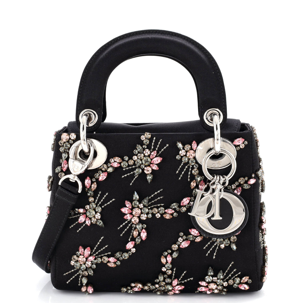 Lady Dior Bag Embellished Satin Mini