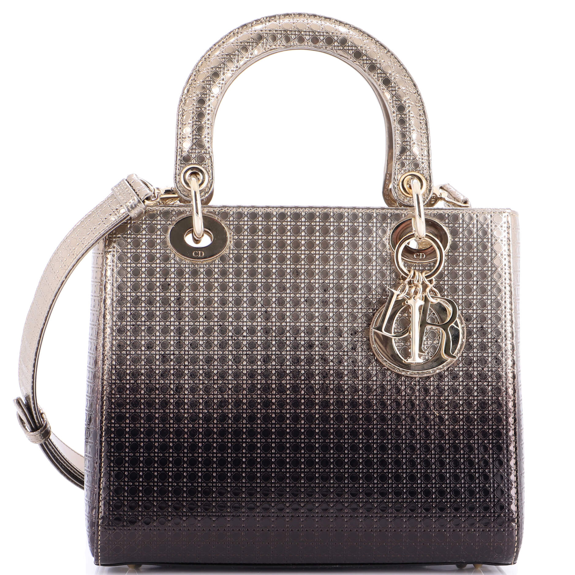 Lady Dior Bag Micro Cannage Ombre Metallic Calfskin Medium