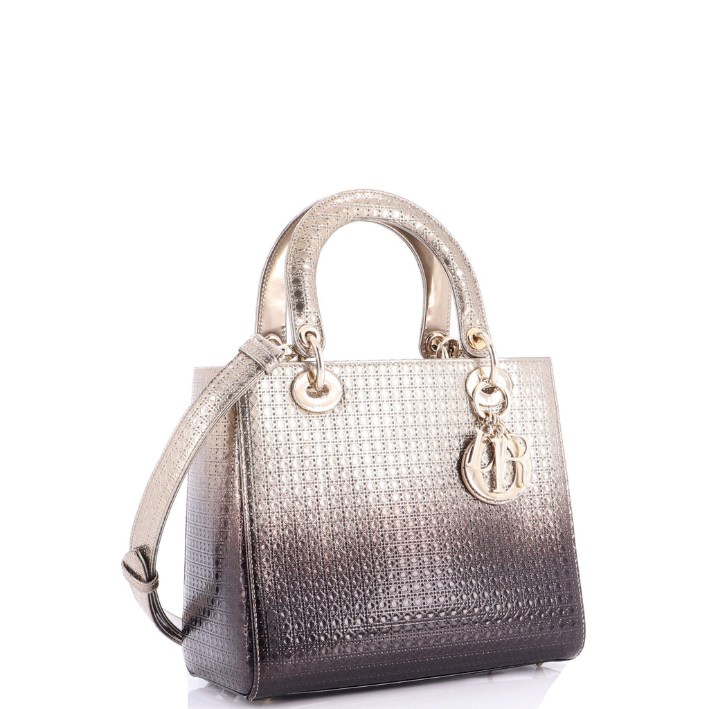 Lady Dior Bag Micro Cannage Ombre Metallic Calfskin Medium