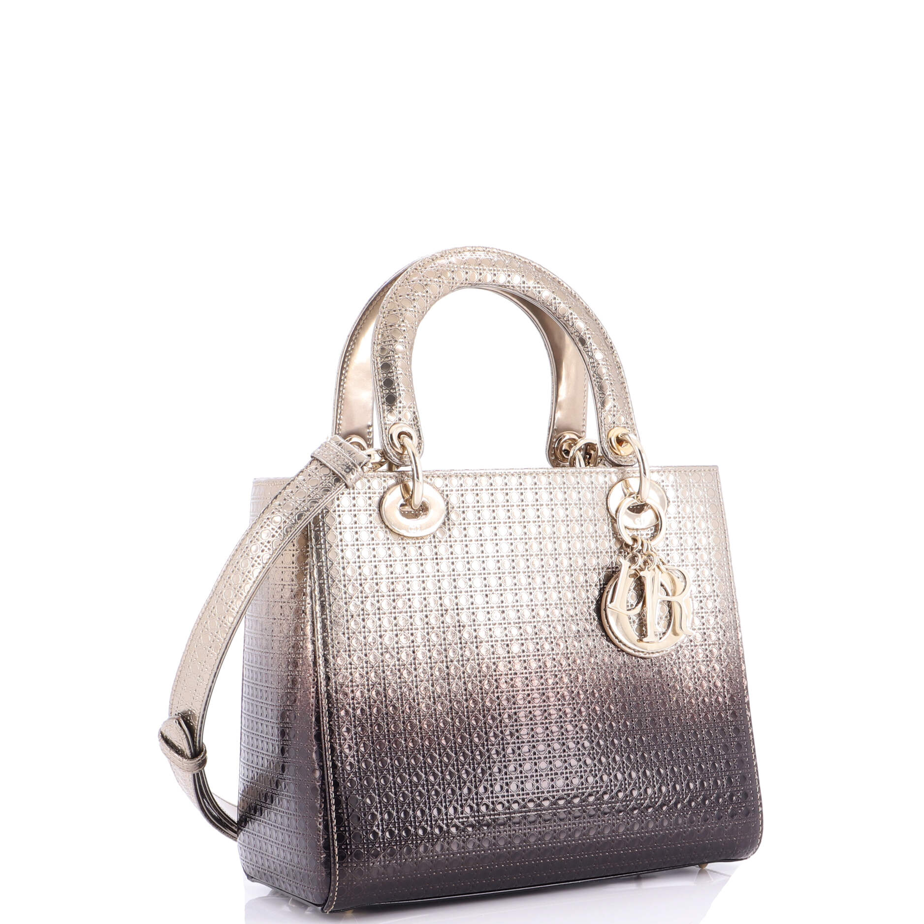 Lady Dior Bag Micro Cannage Ombre Metallic Calfskin Medium