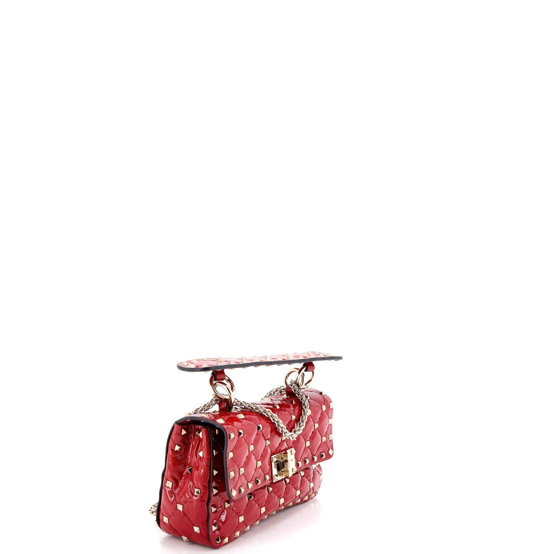 Rockstud Spike Flap Bag Quilted Patent Small