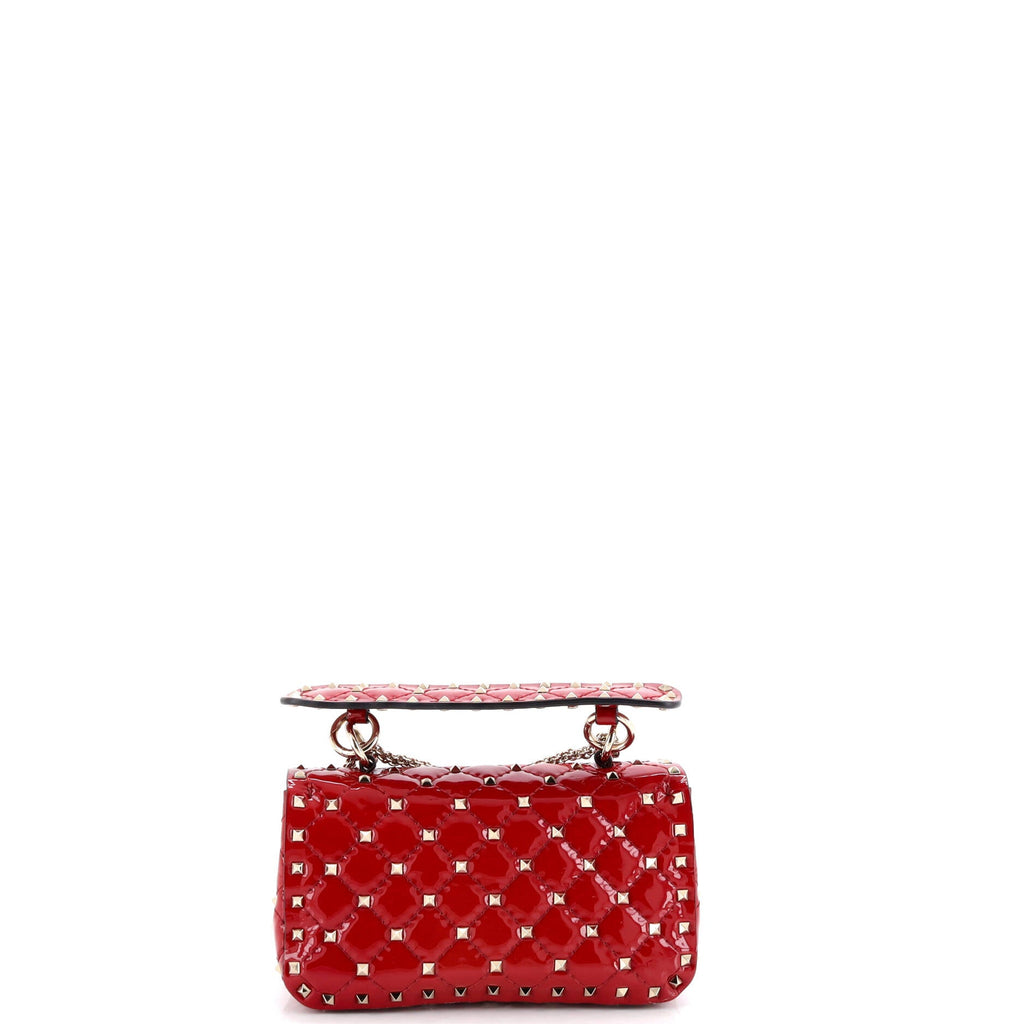 Rockstud Spike Flap Bag Quilted Patent Small