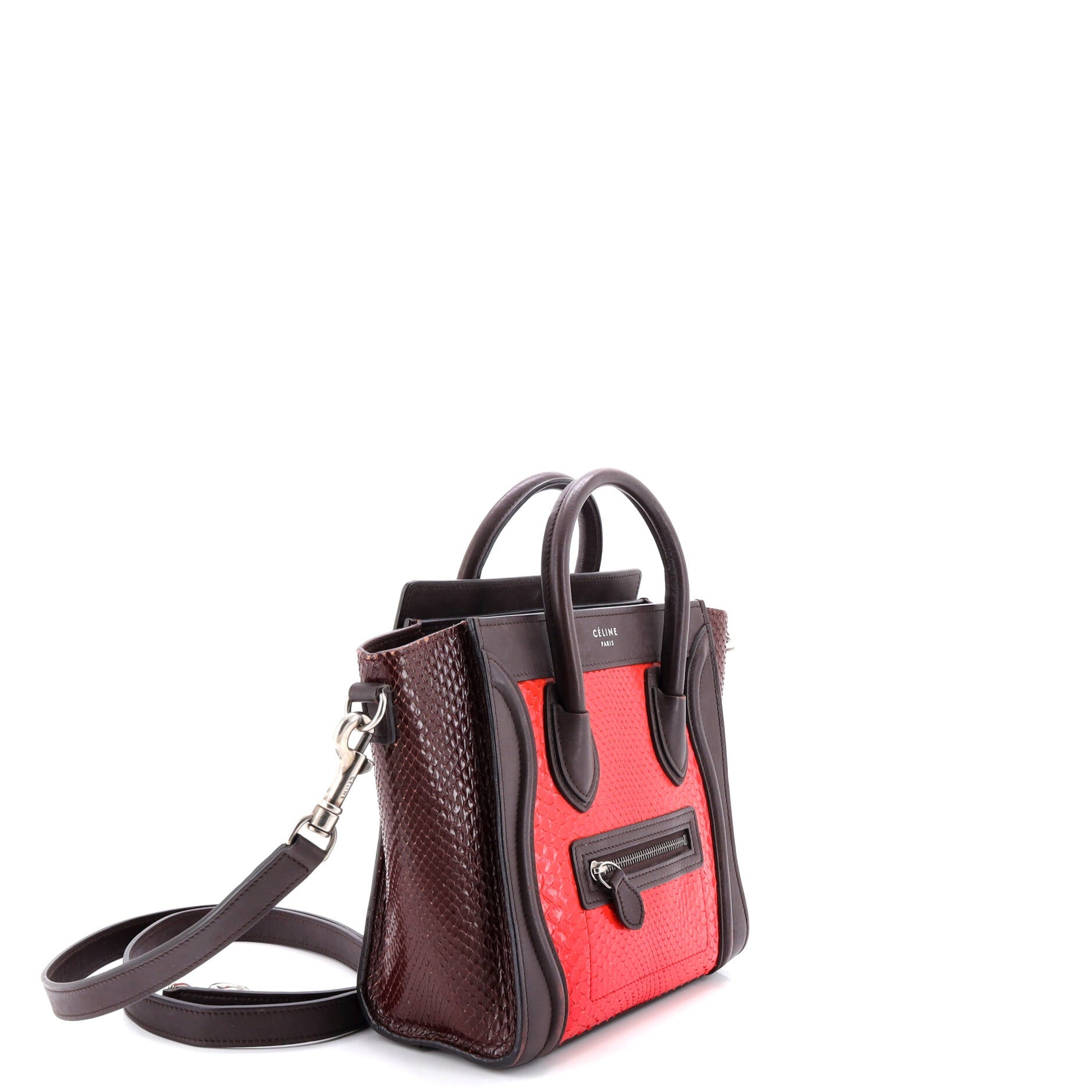 Tricolor Luggage Bag Python and Leather Nano