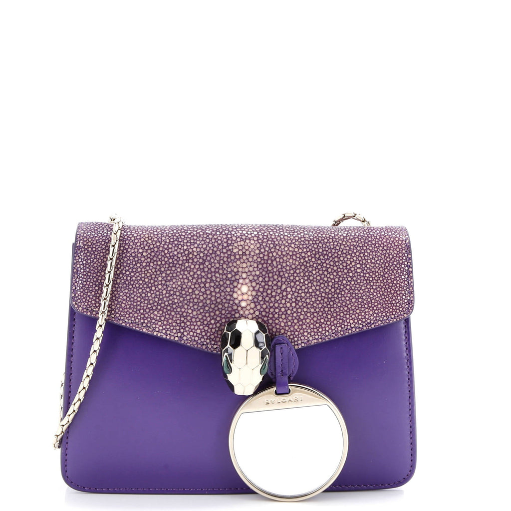 Serpenti Forever Square Shoulder Bag Leather and Stingray Small