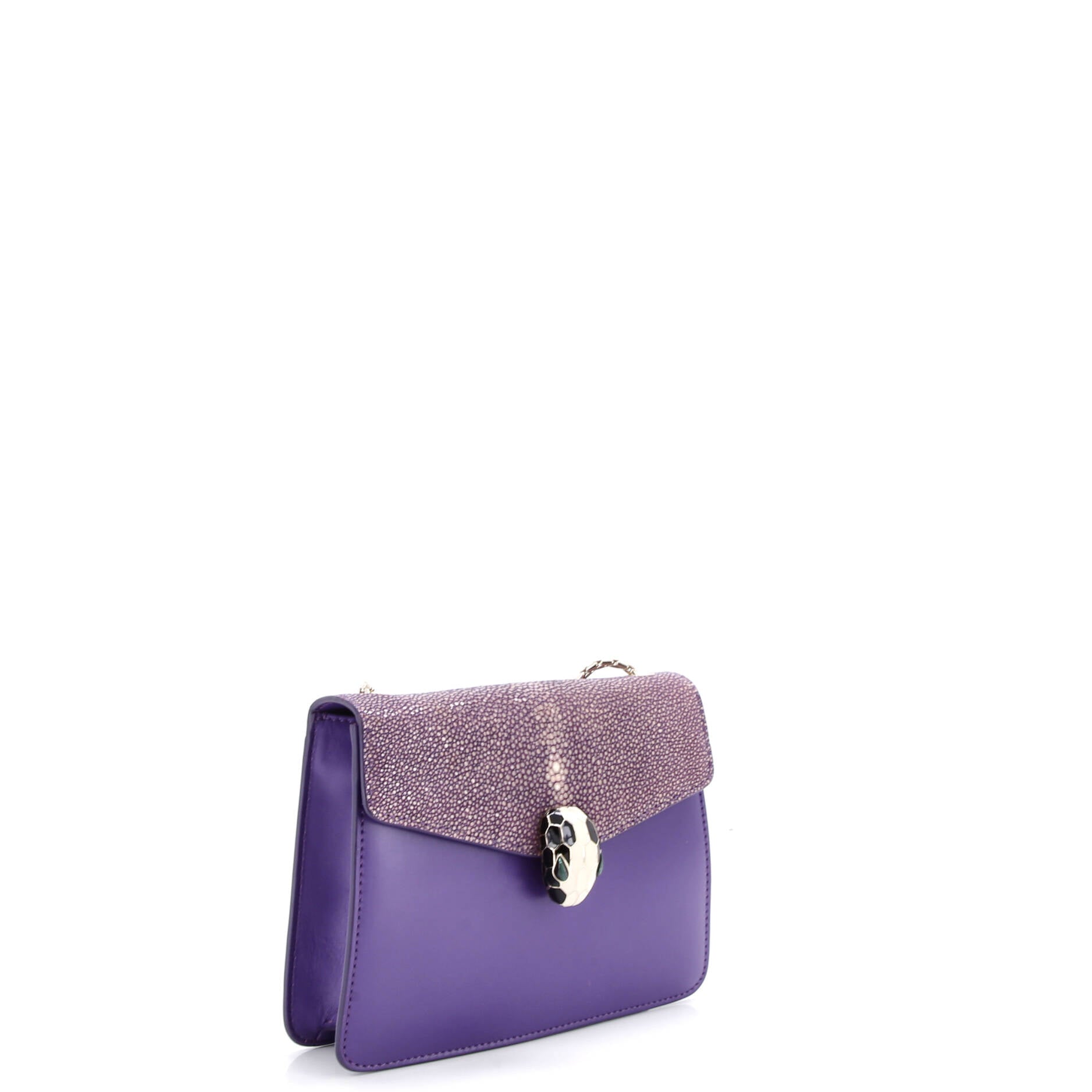 Serpenti Forever Square Shoulder Bag Leather and Stingray Small
