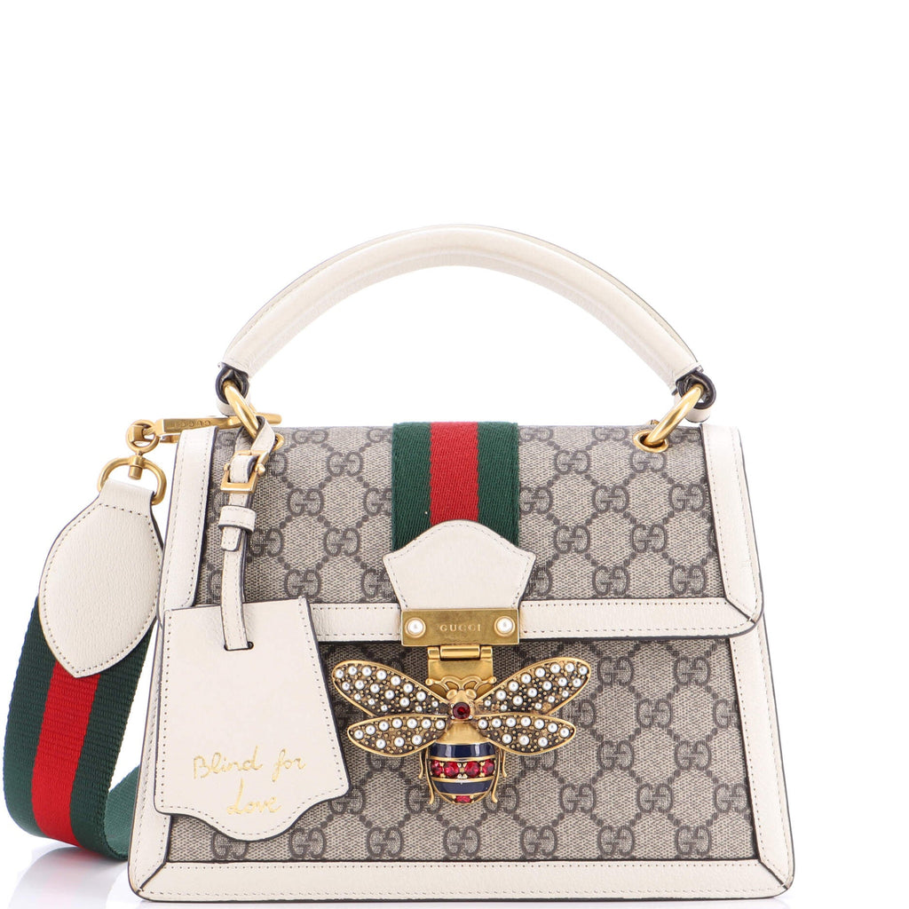 Queen Margaret Top Handle Bag GG Coated Canvas with Leather Small