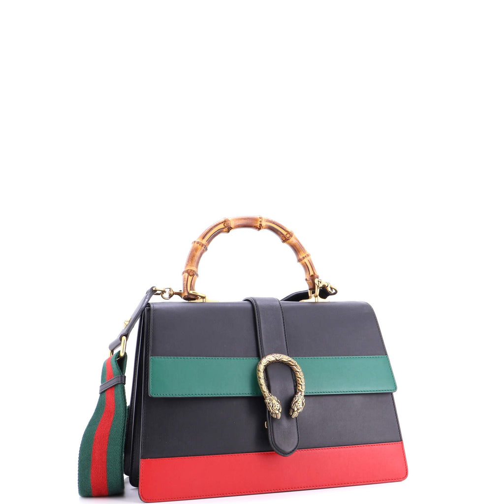 Dionysus Bamboo Top Handle Bag Colorblock Leather Large