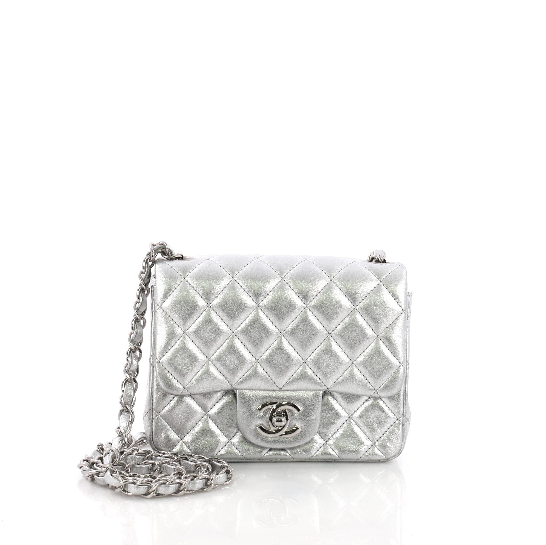 Square Classic Single Flap Bag Quilted Lambskin Mini