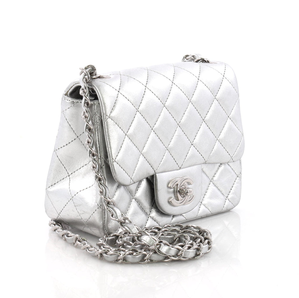 Square Classic Single Flap Bag Quilted Lambskin Mini