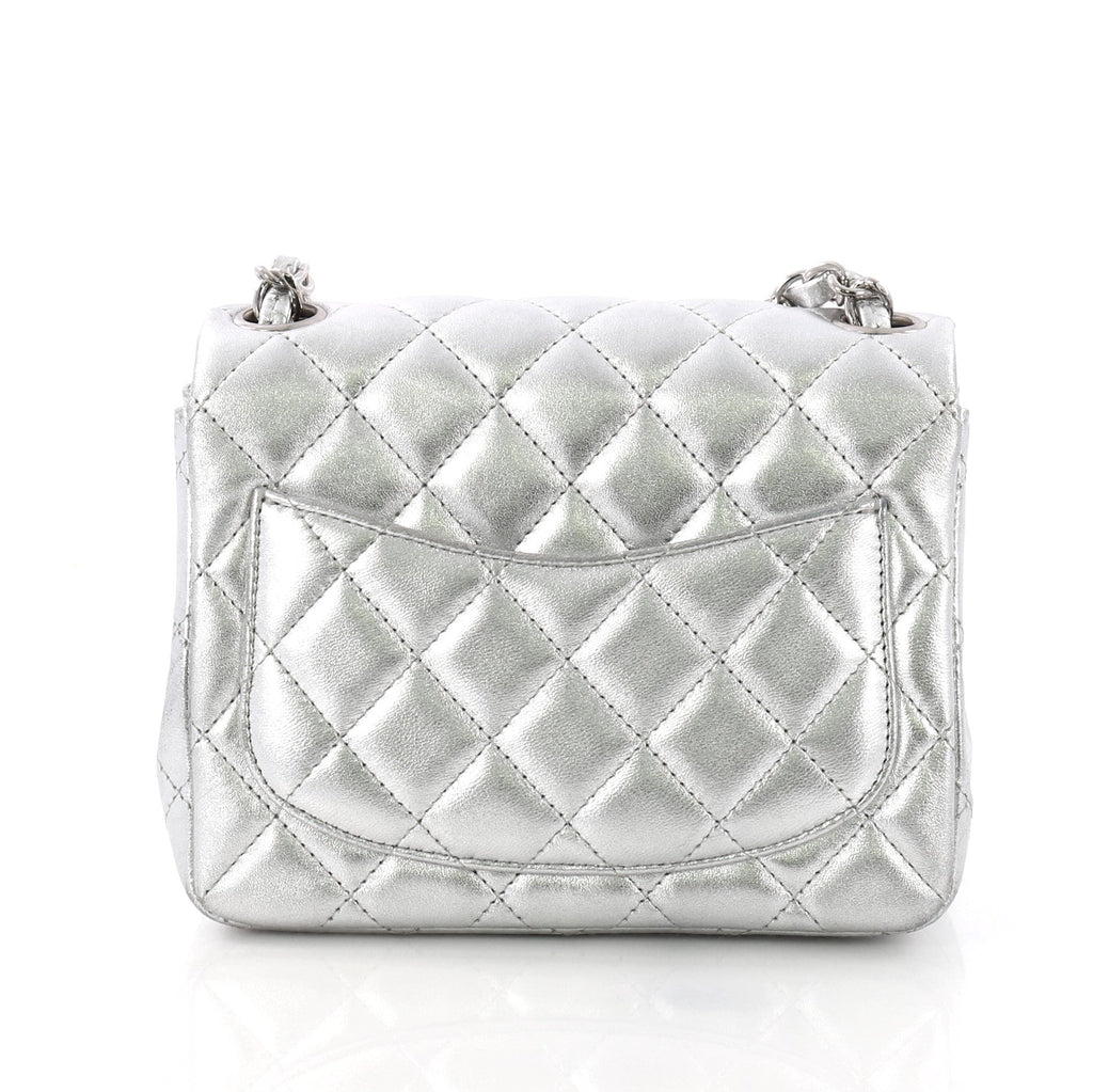 Square Classic Single Flap Bag Quilted Lambskin Mini