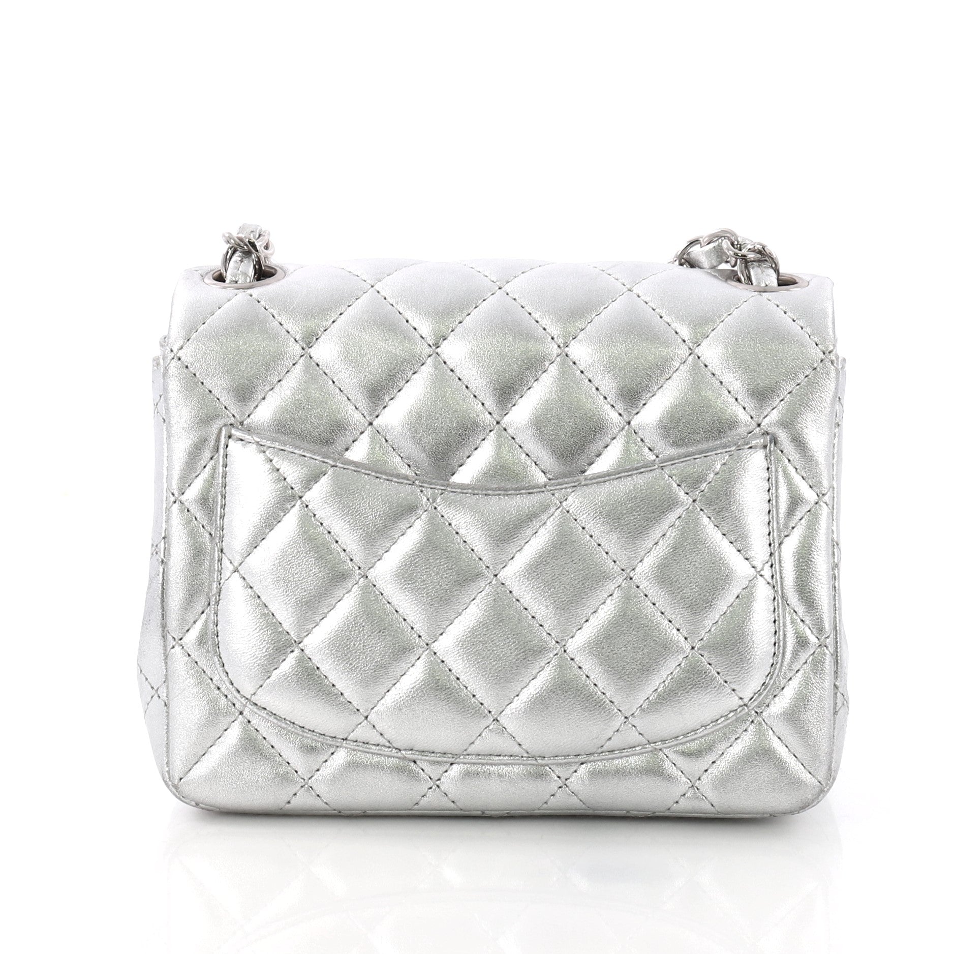 Square Classic Single Flap Bag Quilted Lambskin Mini