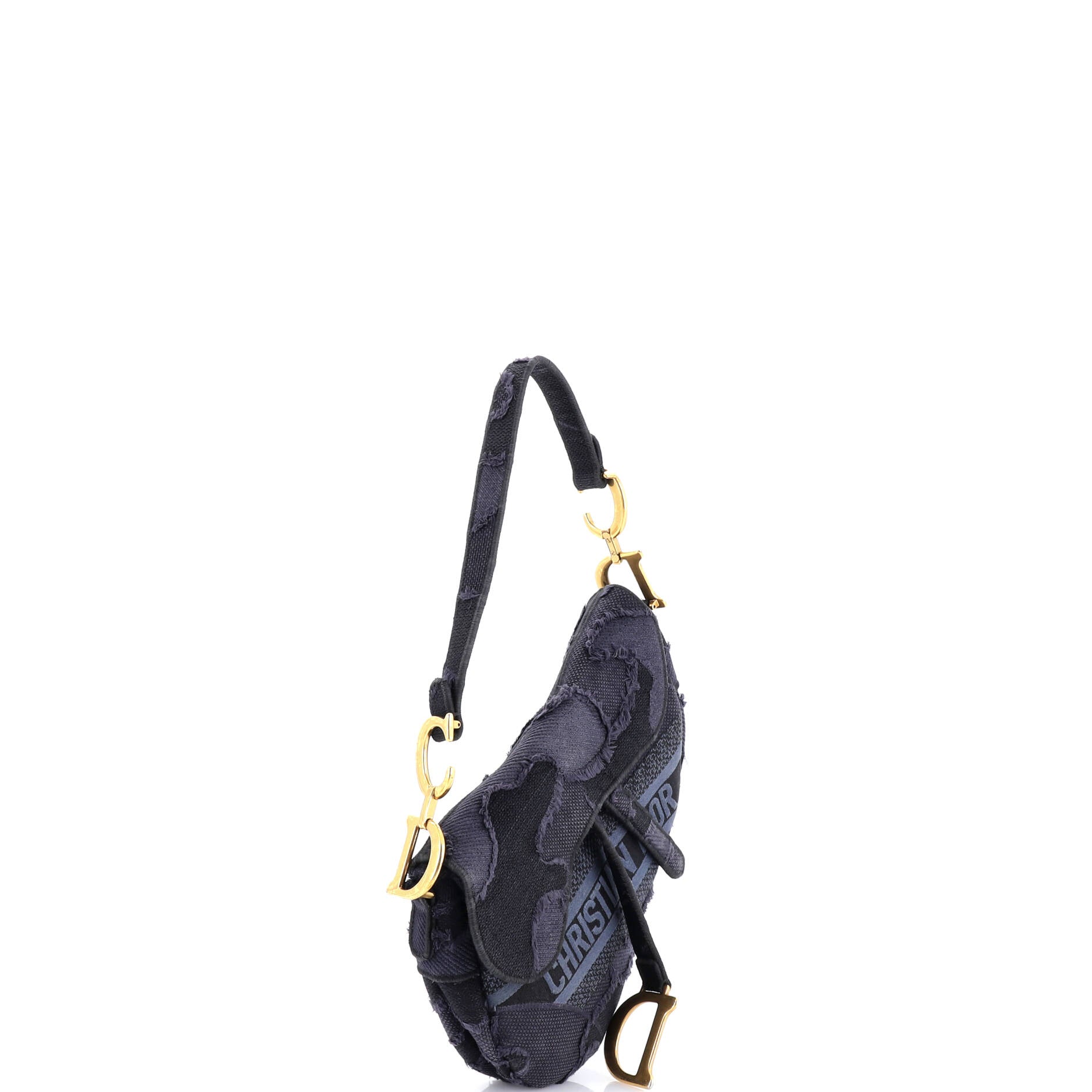 Saddle Handbag Camouflage Embroidered Canvas Medium
