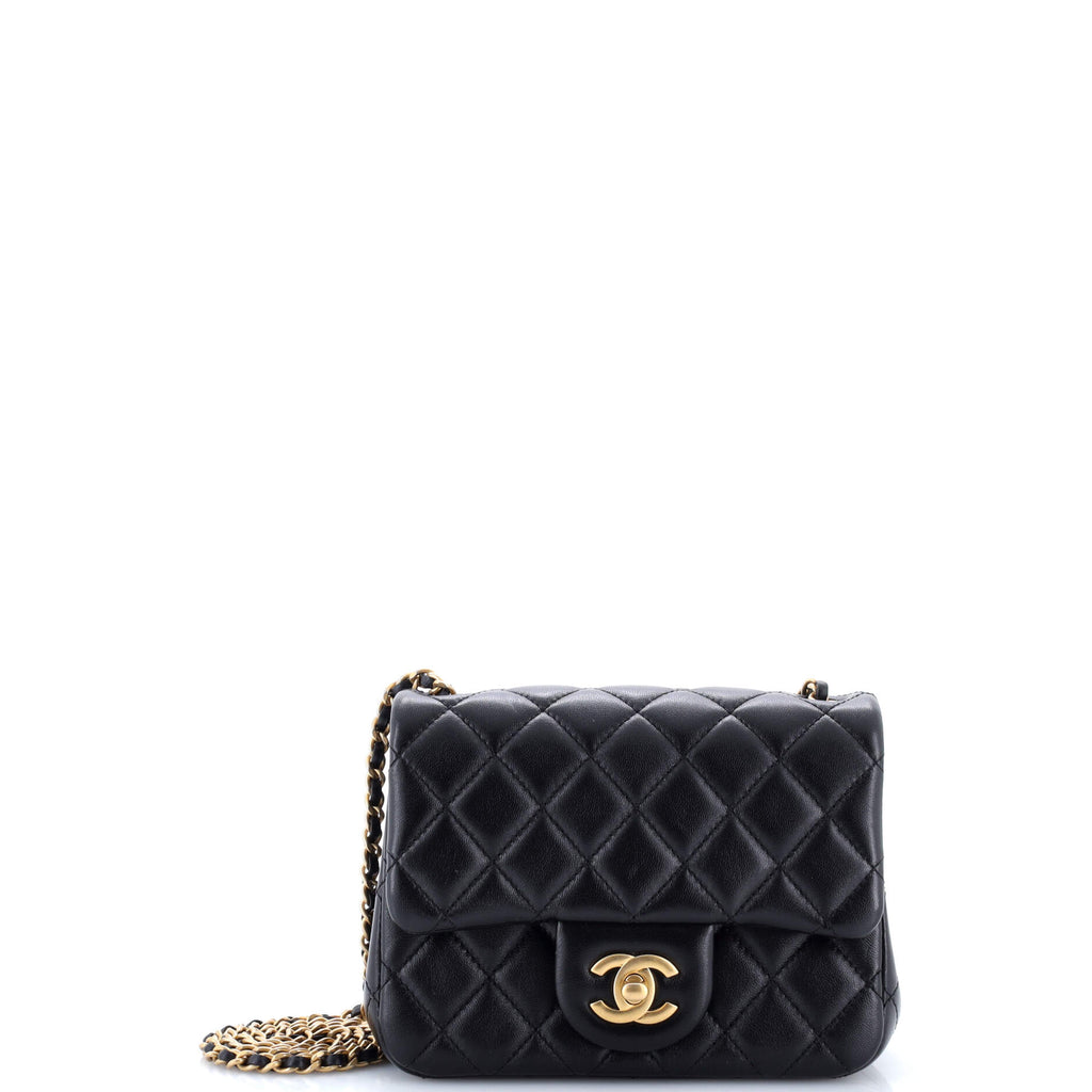 Pearl Crush Square Flap Bag Quilted Lambskin Mini