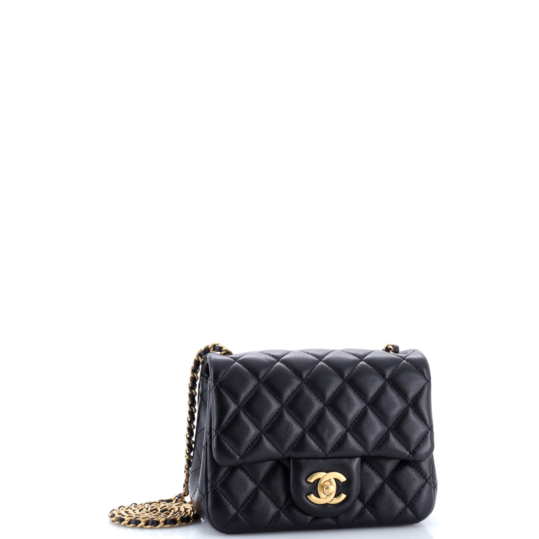 Pearl Crush Square Flap Bag Quilted Lambskin Mini