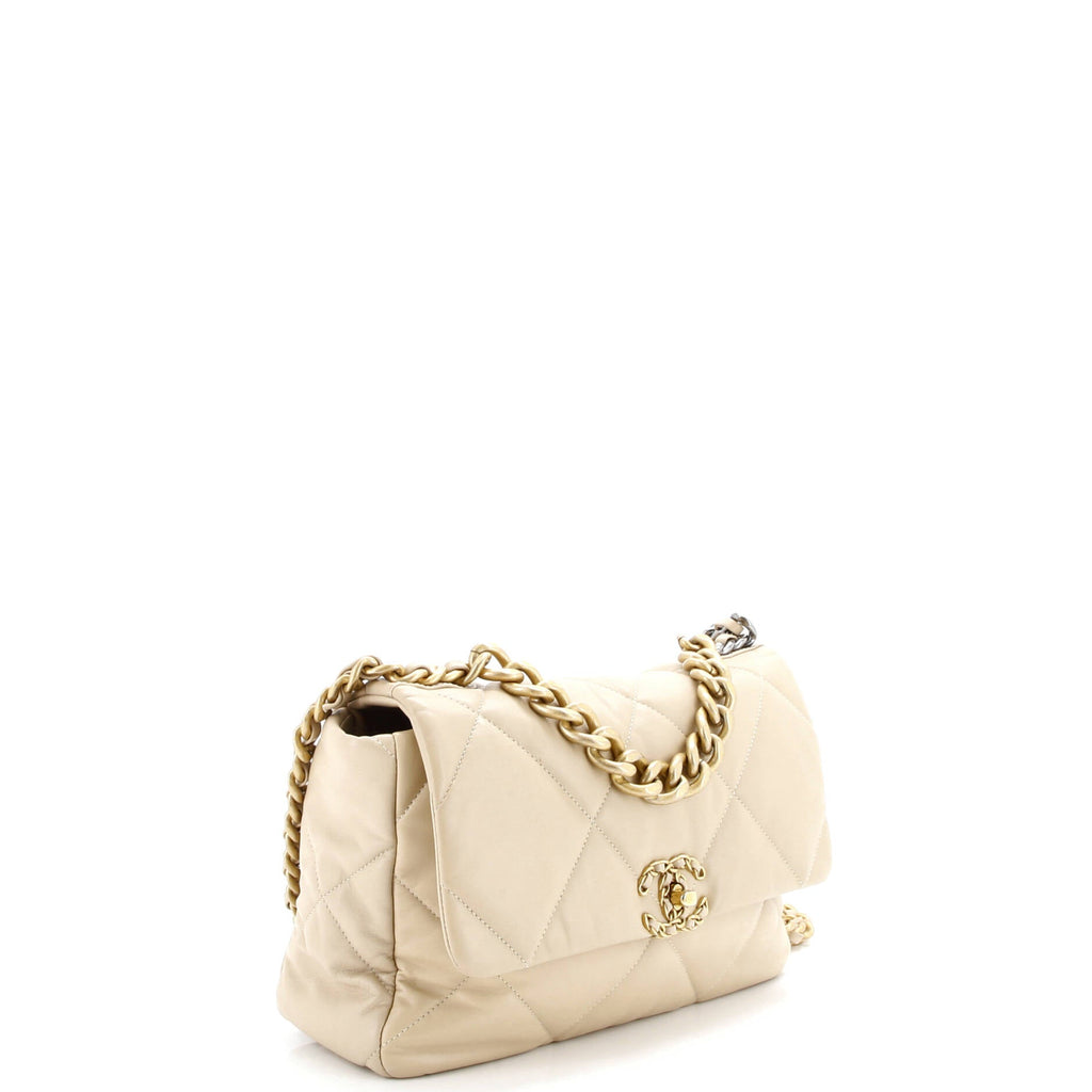 19 Flap Bag Quilted Leather Large