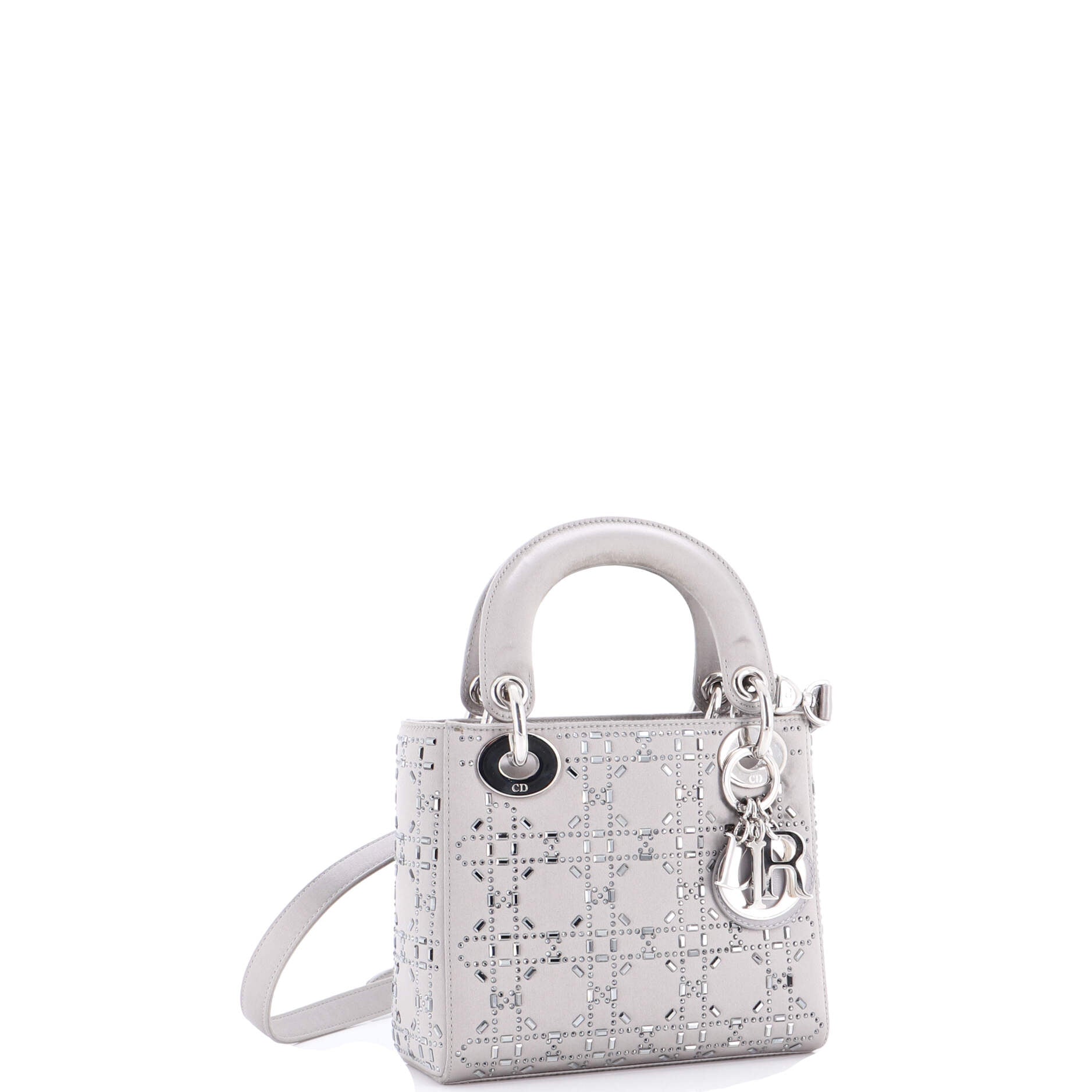 Lady Dior Bag Crystal Embellished Cannage Quilt Satin Mini