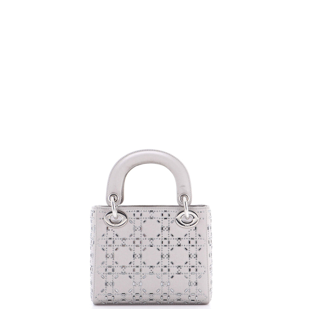Lady Dior Bag Crystal Embellished Cannage Quilt Satin Mini