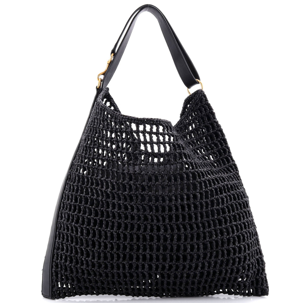 Oxalis Shoulder Bag Raffia Crochet with Leather