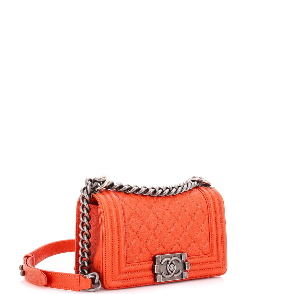 Boy Flap Bag Quilted Caviar Small