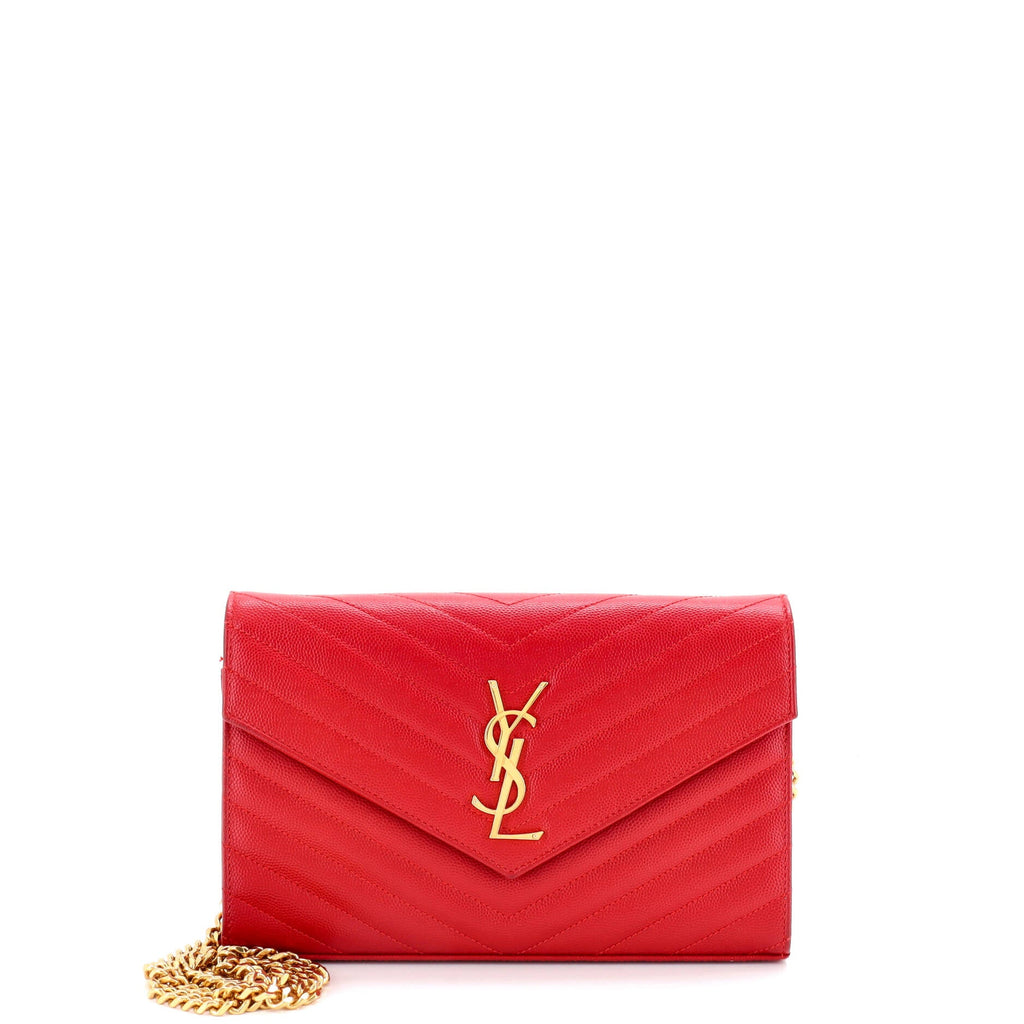 Classic Monogram Wallet on Chain Matelasse Chevron Leather Medium