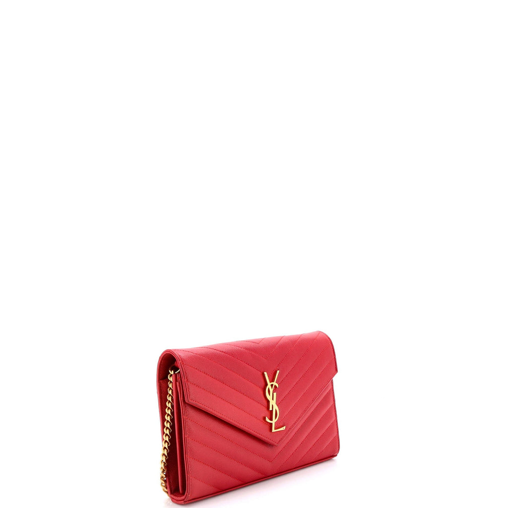 Classic Monogram Wallet on Chain Matelasse Chevron Leather Medium