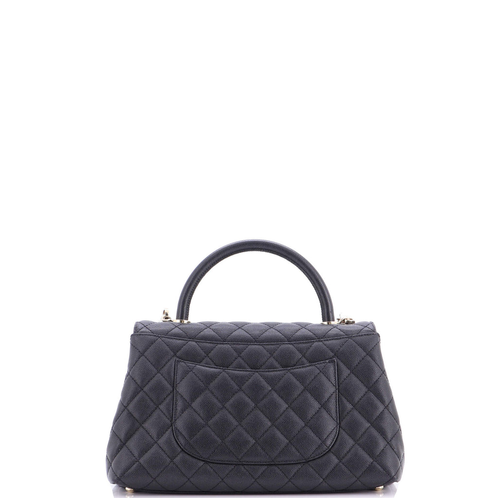 Coco Top Handle Bag Quilted Caviar Small