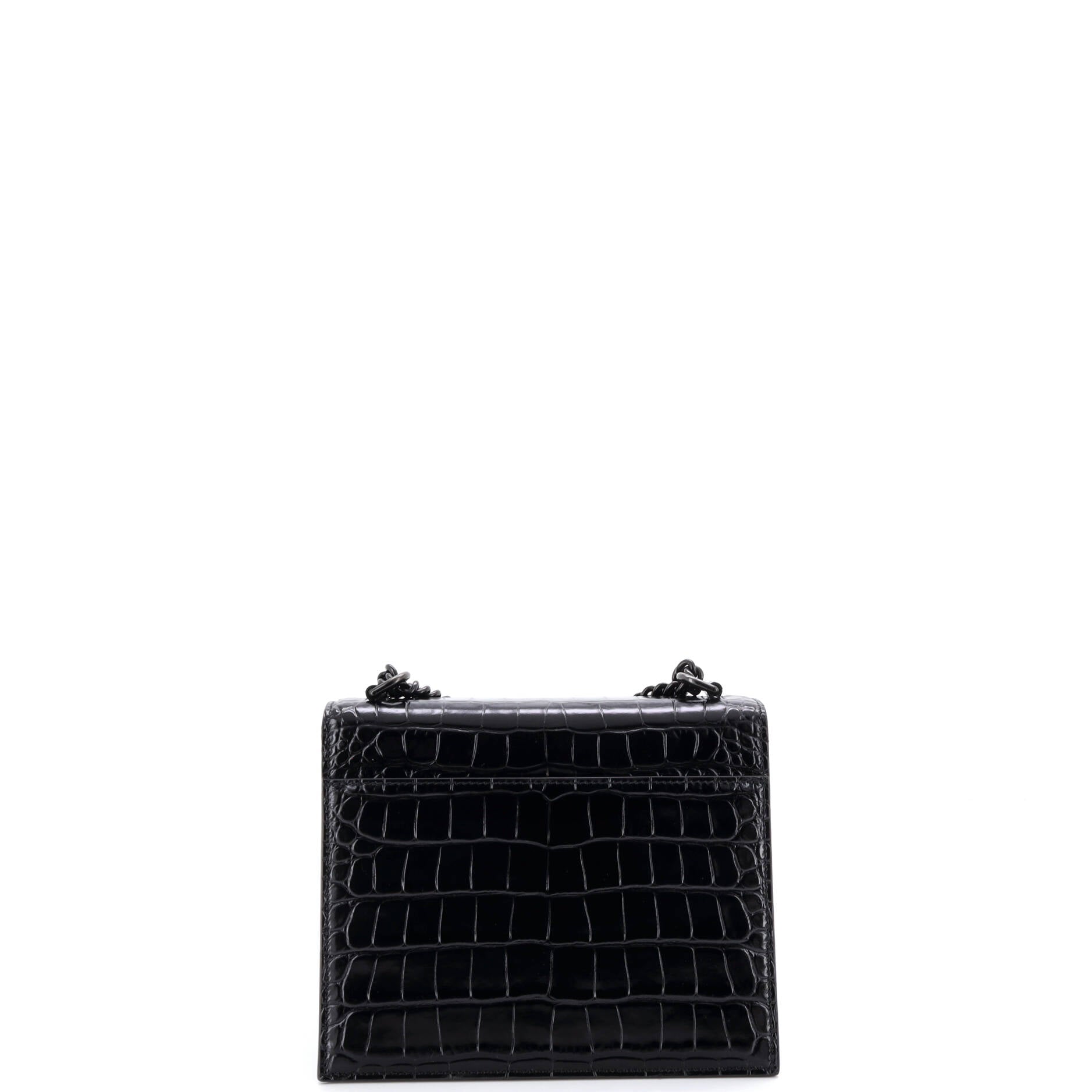 Sharp Shoulder Bag Crocodile Embossed Leather Small