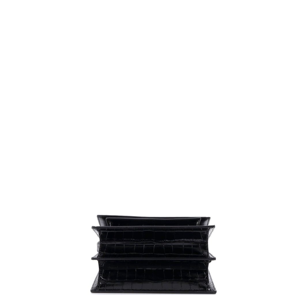 Sharp Shoulder Bag Crocodile Embossed Leather Small