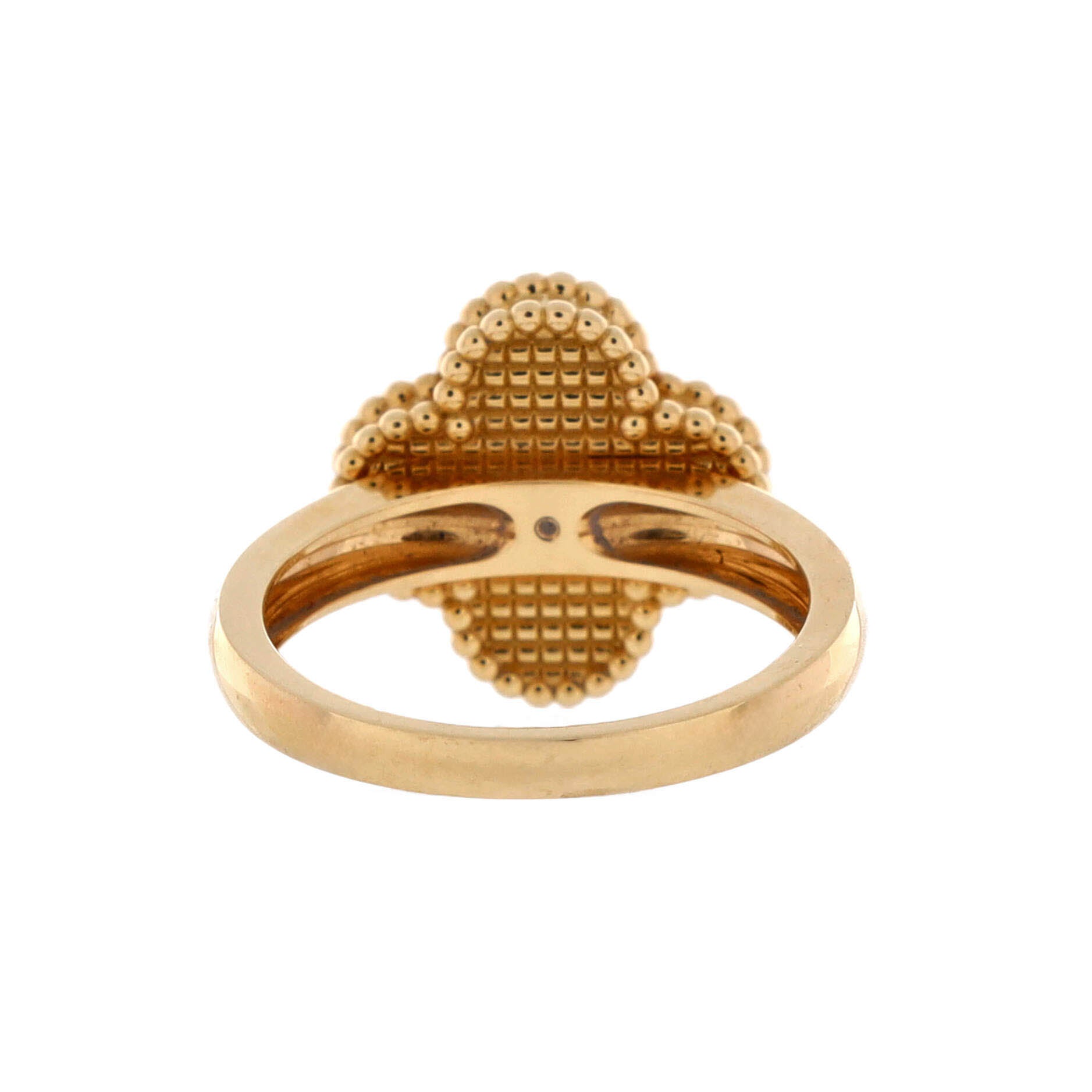 Vintage Alhambra Ring 18K Yellow Gold with Onyx and Diamond