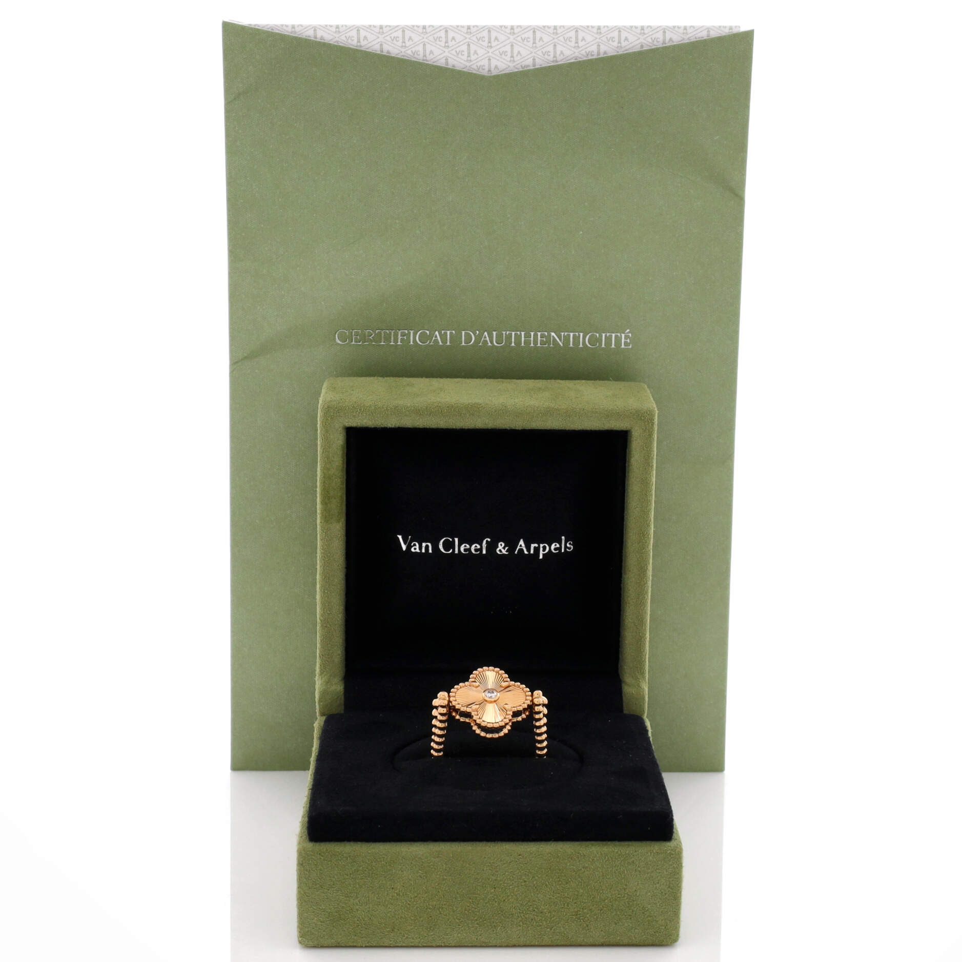 Vintage Alhambra Reversible Ring 18K Rose Gold with Carnelian and Diamond