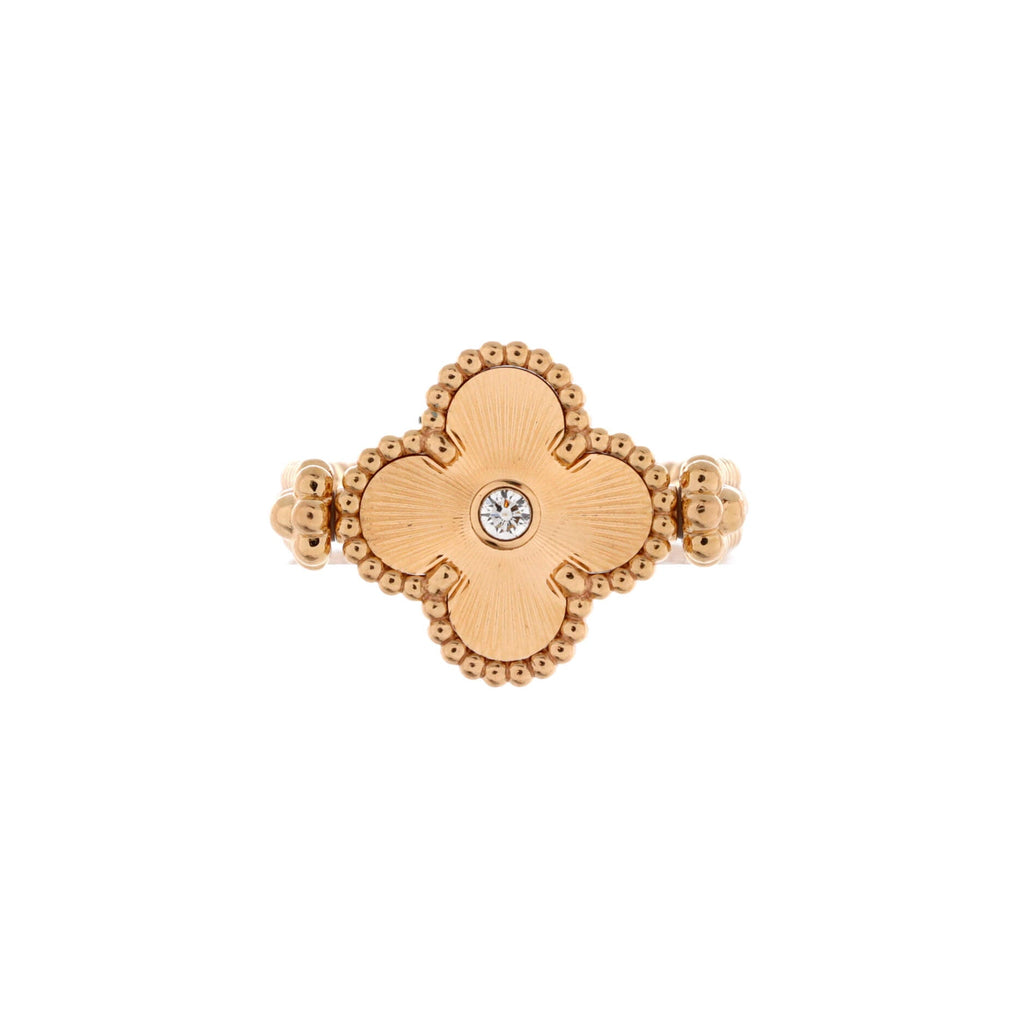 Vintage Alhambra Reversible Ring 18K Rose Gold with Carnelian and Diamond