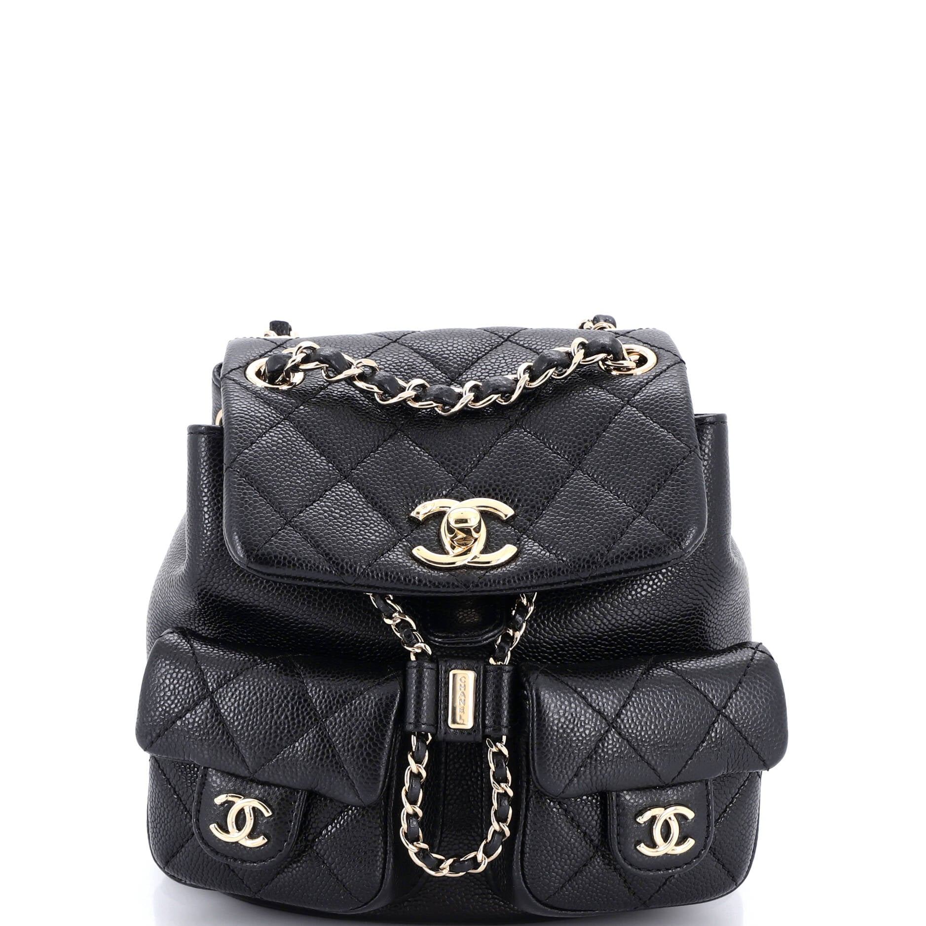 Duma Pockets Drawstring Backpack Quilted Caviar Mini