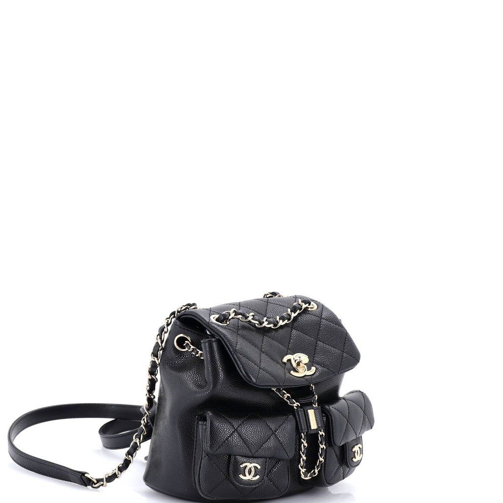 Duma Pockets Drawstring Backpack Quilted Caviar Mini