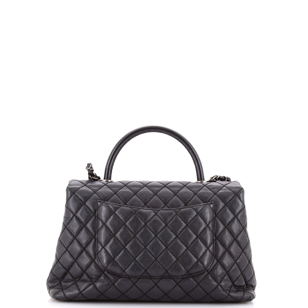 Coco Top Handle Bag Quilted Caviar Medium
