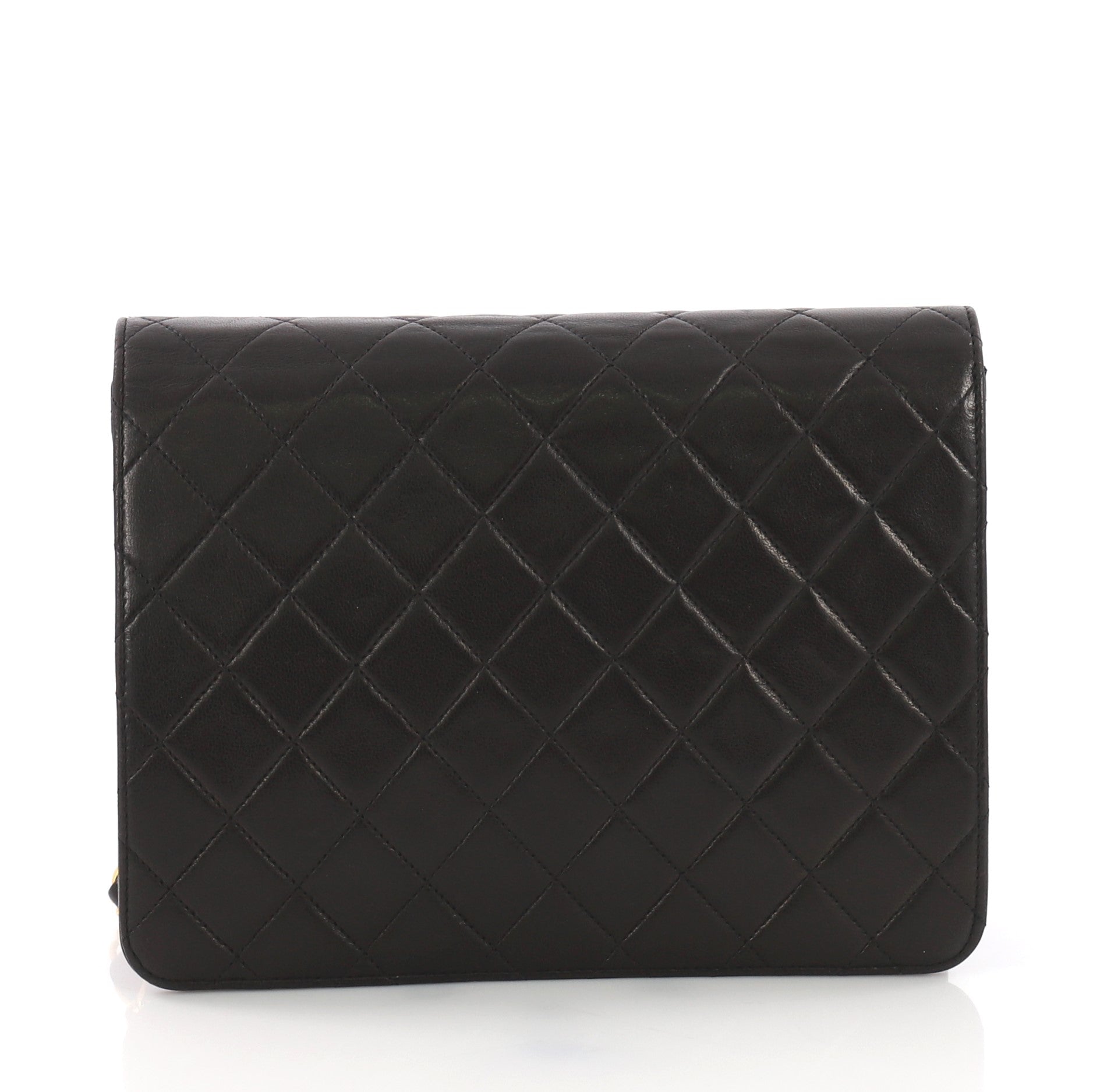 Vintage Clutch with Chain Quilted Leather Small