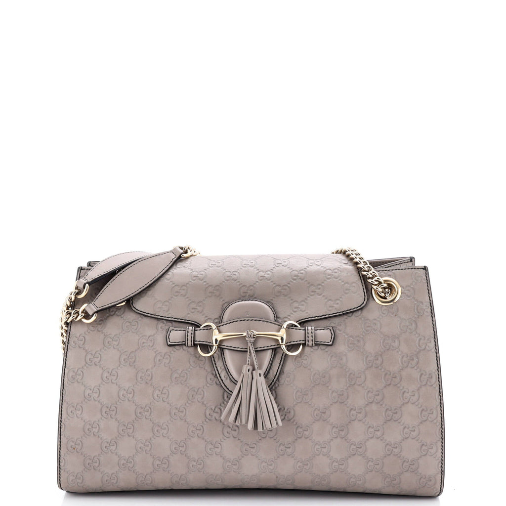Emily Chain Flap Shoulder Bag Guccissima Leather Large