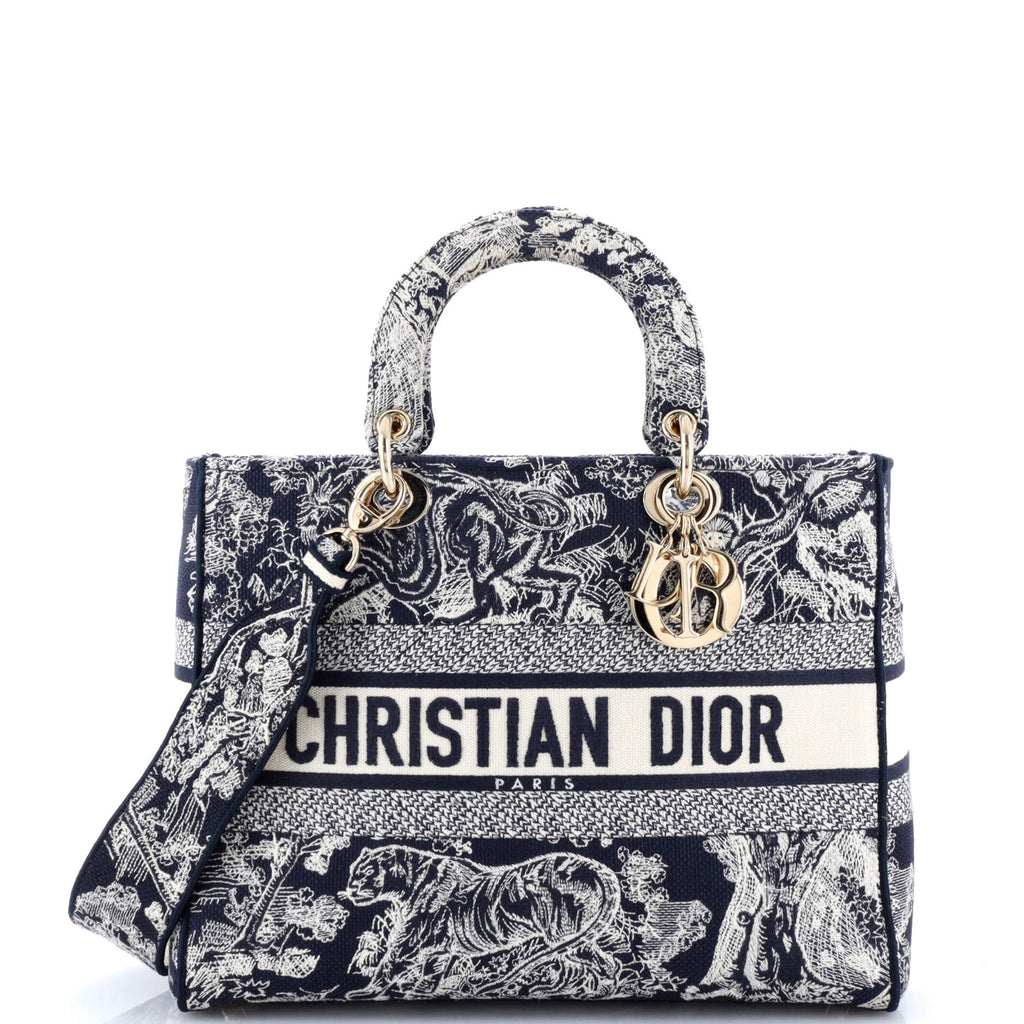 Lady D-Lite Bag Embroidered Canvas Large