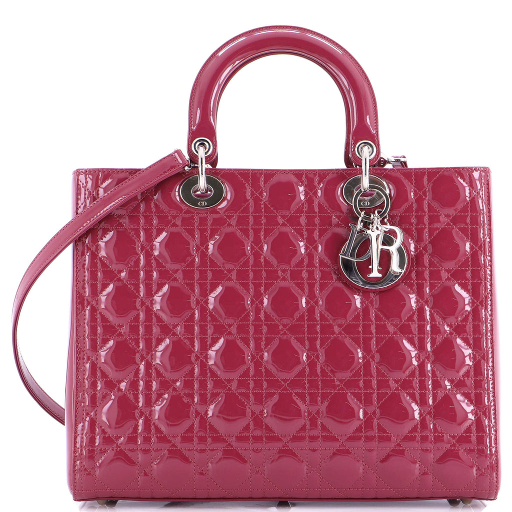 Lady Dior Bag Cannage Quilt Patent Large